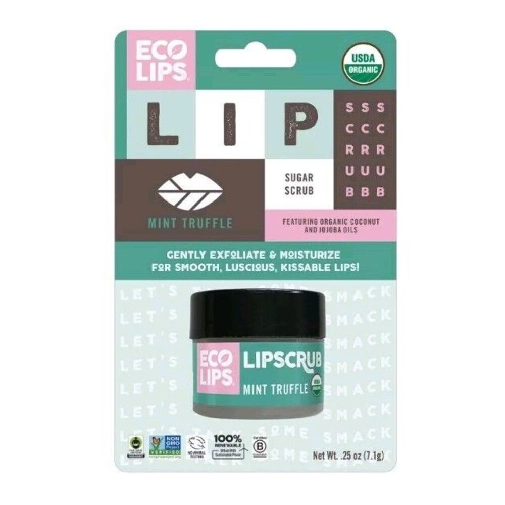 Eco Lips Organic Sugar Scrub Mint Truffle Lip Moisturizer Skin Care Exfoliant 25
